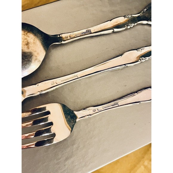 Vintage Oneida Community Affection Silver Plate Child Set Knife Fork Spoon 3pc - Picture 7 of 16